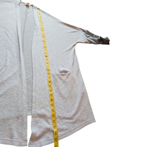 DONNI. Sandwash Ribbed Cardigan Grey Open Front Patch Pockets Duster Women's OS - Picture 13 of 13